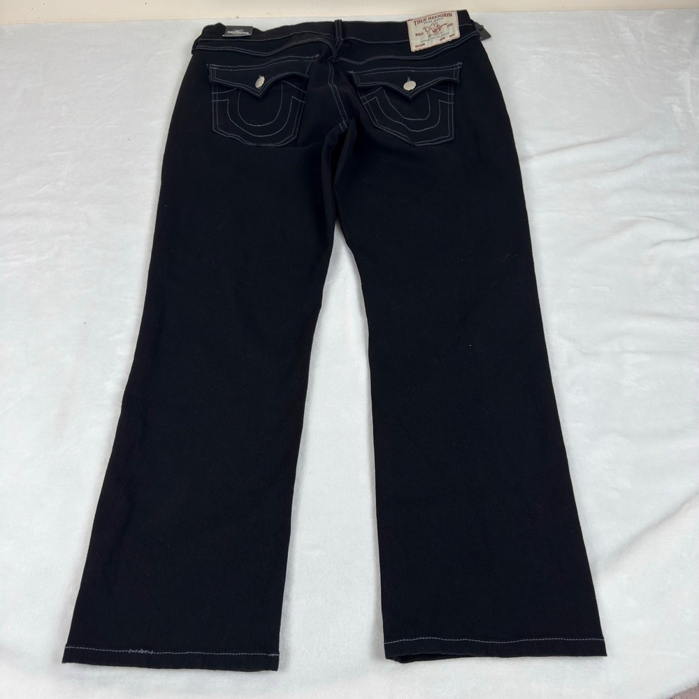True Religion Ricky Flap SN Black Jeans Mens 34x30 (Fit 36x29) Straight Leg NEW - Picture 3 of 10